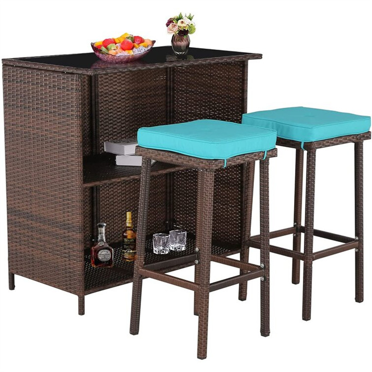 Σετ 3 τεμαχίων Patio Rattan Wicker Bar